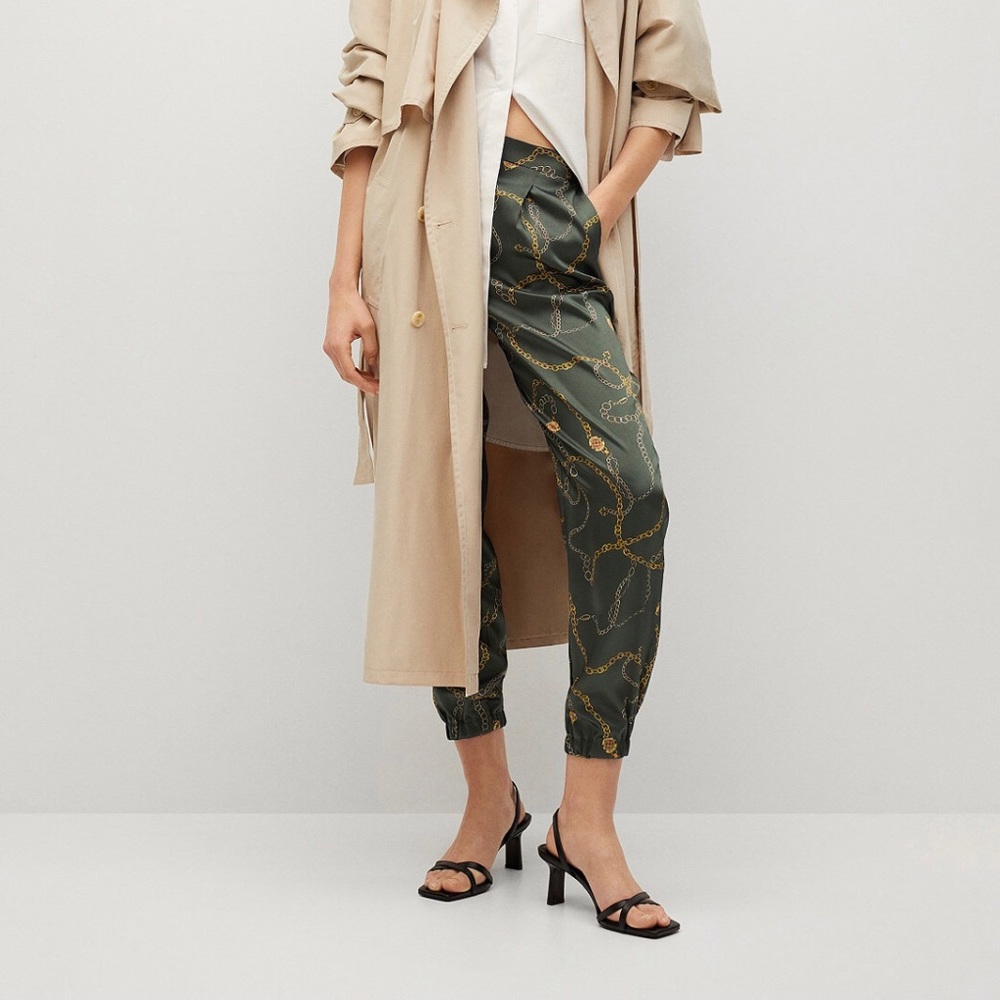 MANGO satin finish pants with pleat detail